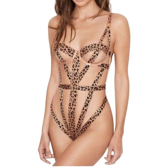 Victoria's Secret Animal Print Strappy Bodysuit - Picture 1 of 9